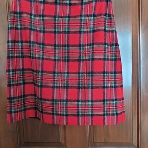 Talbots Red and Green Plaid A-Line Skirt